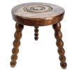 Vintage Stool Bobbin Leg French Milking Stool Kitchen Table Farm Round Shaped Seat Plant Rest Stand Plinth Rustic Tabouret c1960-70's