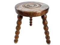 Vintage Stool Bobbin Leg French Milking Stool Kitchen Table Farm Round Shaped Seat Plant Rest Stand Plinth Rustic Tabouret c1960-70's