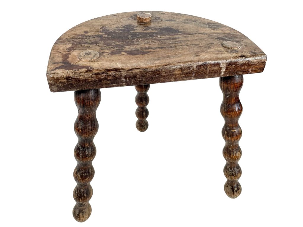 Stool Vintage French Traditional Worn Weathered Milking D Stool Small Chair Stand Bobbin Leg Rest Plinth Seating Tabouret c1950-60's