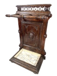 Antique French Large Double Wooden Umbrella Walking Stick Stand Container Pot Hallway Cloakroom Ornate Decorative c1910-20's