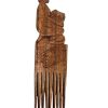 Vintage African Comb Afro Pick Wood Hair Primitive Sculpture Carving Tribal Art Decor Slide Head Accessories c1980-90's