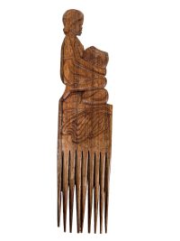 Vintage African Comb Afro Pick Wood Hair Primitive Sculpture Carving Tribal Art Decor Slide Head Accessories c1990-2000’s