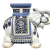 Vintage Chinese Large Elephant Blue Brown Ceramic Pot Stand Plinth Rest Large Vase Pot Support Display Heavy c1980-90's