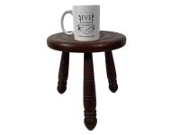 Alternative view of Vintage French Stool Chair Seat Wooden Milking Kitchen Table Round Shaped Seat Turned Leg Plant Rest Stand Plinth Tabouret c1960-70's