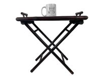 Alternative view of Vintage French Wooden Canework Table Folding Garden Camping Side Stand Serving Tray On Stand circa 1950-60's