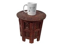 Alternative view of Vintage Indian Asian Hand Carved Wooden Small Folding Table Wood Stand Legs Plinth Display Serving Decor Plant Pot Stand c1970-80's