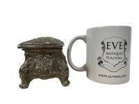 Alternative view of Vintage Italian Metal Jewellery Jewelry Box Ring Cushioned Dressing Table Storage Display c1970's