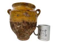 Alternative view of Antique French Confit Or Olive Pot Yellow Glazed Terracotta Clay Pot Farmhouse Garden Indoor Planter Prop Decor Display c1900-20's