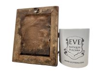 Alternative view of Antique French Inlaid Wood Layered Blue Red Flower Framed Wall Decor Decoration c1920's