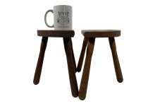 Alternative view of A Pair Of Vintage French Wooden Milking Stool Chair Seat Table Farm D Shaped Seat Plant Rest Stand Plinth Tabouret c1960-70's