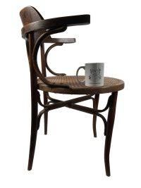 Alternative view of Antique French Bent Wood Cane Work Wide circular Seat Chair Wooden Rest Seating Damaged c1920-30's