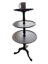 Alternative view of Antique French Three Tier Table Traditional Shop Display Stand Wooden Brown Display Rest Plinth Presentation Side Tabouret c1900's