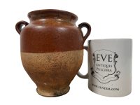 Alternative view of Vintage French Small Confit Or Olive Pot Brown Glazed Terracotta Pot Farmhouse Garden Indoor Planter Prop Decor Display c1960's