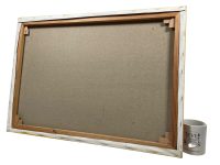 Alternative view of Vintage French "Gold Crossing" Acrylic Painting On Canvas Wall Decor Decoration River Bridge Sea Coast c1990's