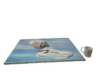 Alternative view of Vintage French "Coca" Acrylic Painting On Canvas Wall Decor Decoration Portrait Man Cap Head c1980-90's