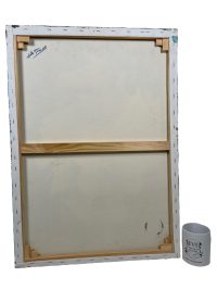 Alternative view of Vintage French "Crossover" Acrylic Painting On Canvas Wall Decor Decoration Pour Orange Drip Splatter by John Francis c2000's