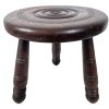 Vintage French Stool Chair Seat Wooden Milking Kitchen Table Round Shaped Seat Turned Leg Plant Rest Stand Plinth Tabouret c1960-70's