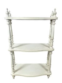 Vintage French White Plastic Reproduction Antique Shelf Three Tier Standing Small Shelf Shelving Unit circa 1980-90’s