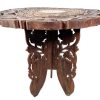 Vintage Indian Asian Hand Carved Wooden Small Folding Table Wood Stand Legs Plinth Display Serving Decor Plant Pot Stand c1970-80's