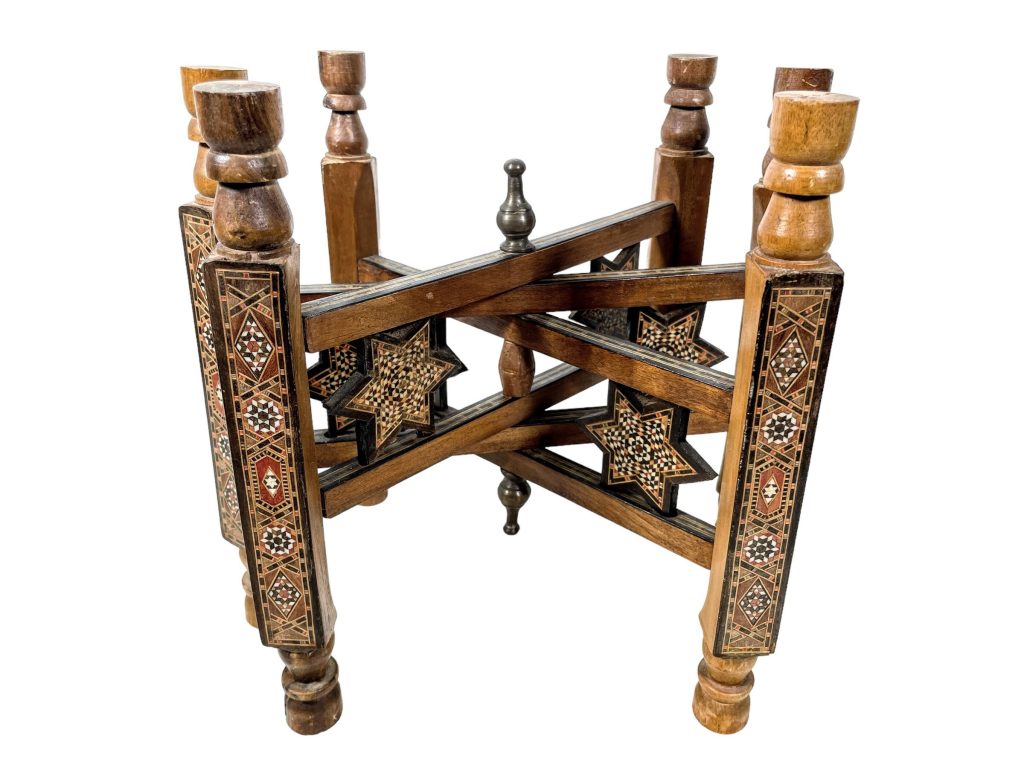 Vintage Small Moroccan Folding Table Tray Display Legs Ornate Wooden Support Stand Plinth Wood circa 1970-80’s