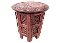 Vintage Indian Asian Hand Carved Wooden Small Folding Table Wood Stand Legs Plinth Display Serving Decor Plant Pot Stand c1970-80's