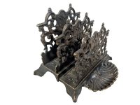 Vintage French Brass Letter Document Desk Napkin Tissue Stand Display Table Desktop Office Display Presentation c1970-80's