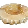 Vintage Italian Alabaster Marble Stone Circular Ashtray Dish Pot Smoking Tobacciana circa 1950-60's