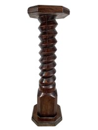 Vintage French Screw Stand Plinth Wine Press Style Leg Tall Plinth Table Wooden Wood Flower Pot Ornament Display Tabouret c1960-70's