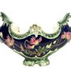 Antique French Majolica  Ceramic Vase With Purple Flower Decoration Ceramic Pot Container Storage Display Prop DAMAGED c1910-20's