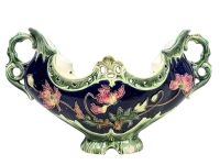 Antique French Majolica Ceramic Vase With Purple Flower Decoration Ceramic Pot Container Storage Display Prop DAMAGED c1910-20’s Antique French Majolica Ceramic Vase With Purple Flower Decoration Ceramic Pot Container Storage Display Prop DAMAGED c1910-20's