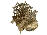 Vintage French Brass Letter Document Desk Napkin Tissue Stand Display Table Desktop Office Display Presentation c1970-80's