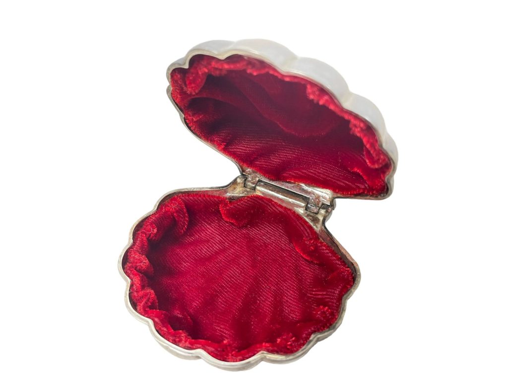 Vintage Ring Necklace Box French Jewellery Jewelry Trinket Box Velvet Lined Presentation Display Wedding Silver Red Gift c1950-60’s