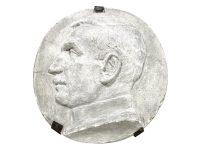 Antique French Plaster Bust Plaque Relief Male Head Dated & Signed F Gurillog Pouillet c1918's