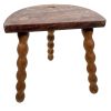 Vintage French Stool Chair Seat Wooden Milking Kitchen Table D Shaped Seat Bobbin Leg Plant Rest Stand Plinth Tabouret c1960's