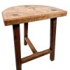 Vintage French Large Chunky Wooden Wood Milking Stool Chair Seat Table Farm D Shaped Seat Plant Rest Stand Plinth Tabouret c1950-60's