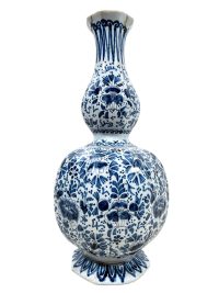 Antique Dutch Blue White Double Gourd Vase Pot Vase Storage Mantlepiece circa DAMAGED 1800’s 2