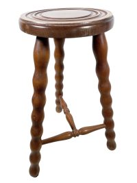 Vintage French Wooden Bobbin Leg Milking Stool Chair Seat Table Farm Circular Shaped Seat Plant Rest Stand Plinth Tabouret c1970-80’s 3