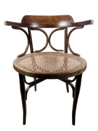 Antique French Bent Wood Cane Work Wide circular Seat Chair Wooden Rest Seating Damaged c1920-30's