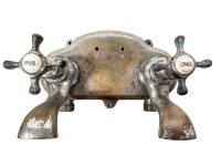 Vintage French Saunier Duval & Co Paris Metal Kitchen Sink Bathroom Hot Cold Froid Chaud Faucet Water Tap Faucet Plumbing Taps c1930s