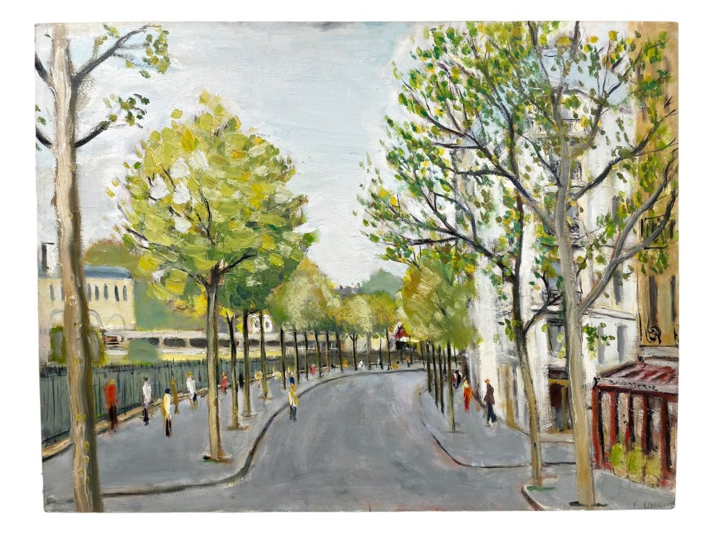Vintage French Paris Le Boulevard Pereire In The Springtime Acrylic Painting On Board Franck circa 1999