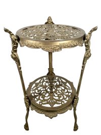 Vintage French Ornate Brass Metal Small Table Plinth Tabouret Stand Display Support circa 1980-90’s 3