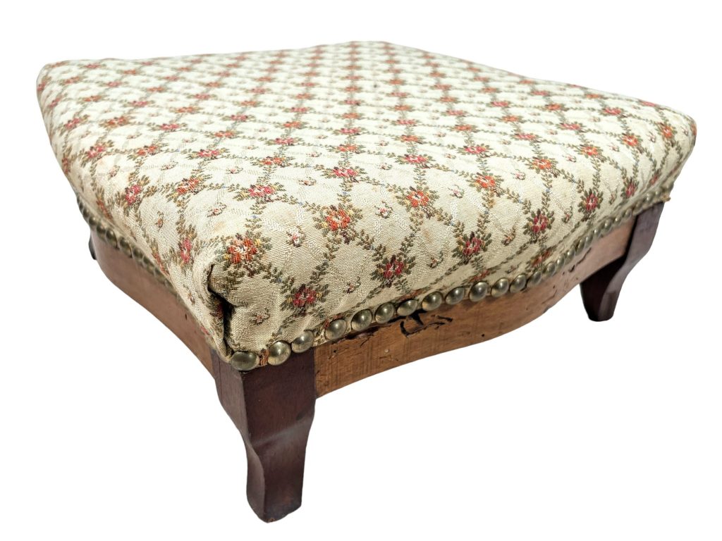Vintage French Stool Cushioned Small Tiny Wooden Wood Side Stand Foot Rest Footrest Plinth Design Tabouret c1930-40’s