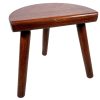 Vintage French Wooden Milking Stool Chair Seat Table Farm D Shaped Seat Plant Rest Stand Plinth Tabouret c1980's