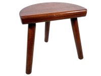 Vintage French Wooden Milking Stool Chair Seat Table Farm D Shaped Seat Plant Rest Stand Plinth Tabouret c1980's