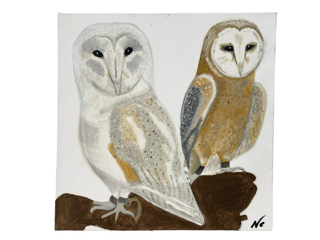 Owl Owls Birds Acrylic Original Painting On Canvas Wall Decor Decoration Animal Art - Nicky Churchyard