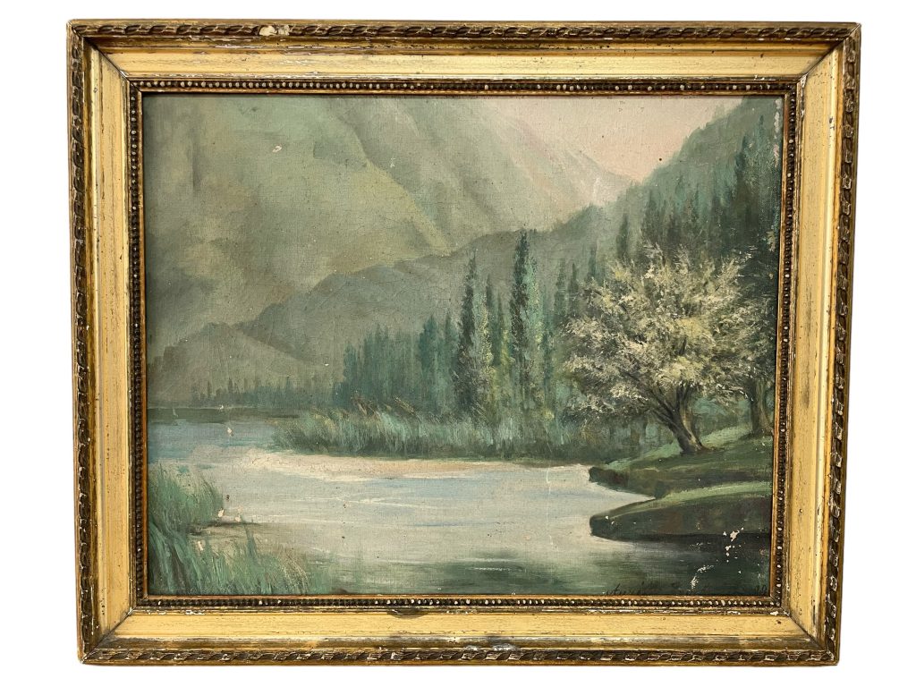 Vintage French Water Colour Paint Painting “In Mountains” By Signed Artist Scenic Locale c1940-50’s