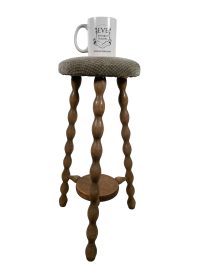 Alternative view of Vintage French Traditional Double Plant Stand With Added Cushioned Seat Stool Bobbin Rest Plinth Seating Plant Pot Tabouret c1970's