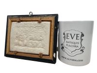 Alternative view of Vintage French Sepiolite Meerschaum Wood Framed Evening Pub Bar Gathering Framed Carving Art c1970's