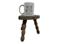 Alternative view of Stool Vintage French Wooden Bobbin Leg Milking Chair Seat Table Farm D Shaped Seat Plant Rest Stand Plinth Tabouret c1970's