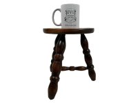 Alternative view of Vintage French Stool Farmhouse Small Table Wooden Chair Seat Side Stand Flower Pot Display Shelf Bobbin Leg Tabouret c1960-70's